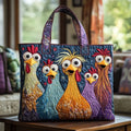 Handwerkliche Tasche - Fünf bunte Hühner
