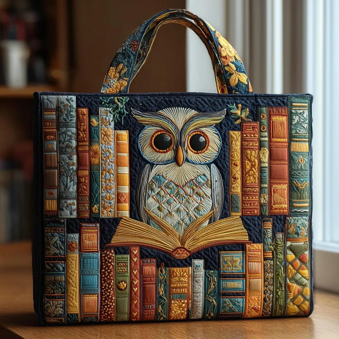 Sac artisanal - Hibou et vieux livres