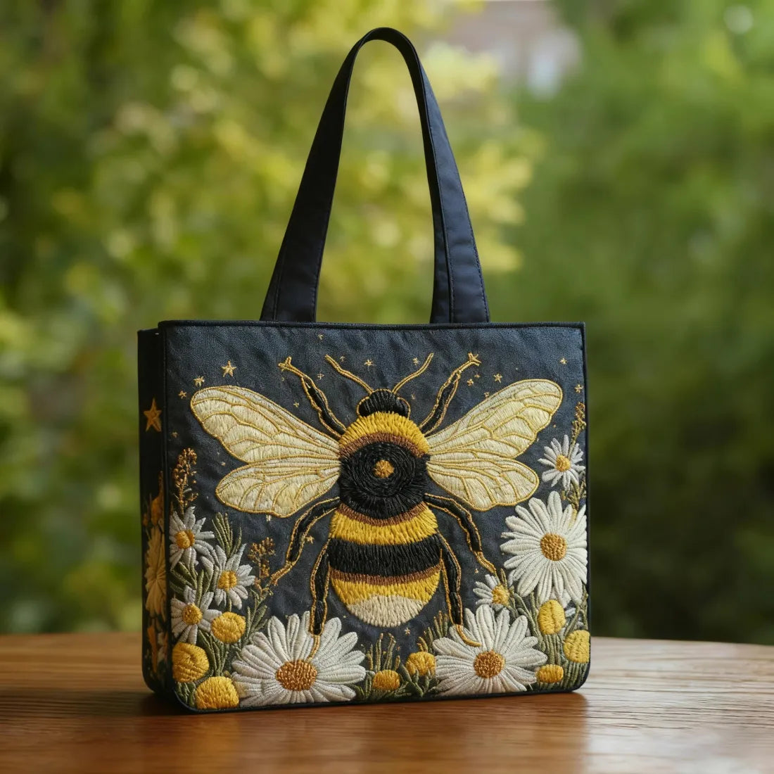 Sac Artisanal - Marguerites et Abeille Étoilée