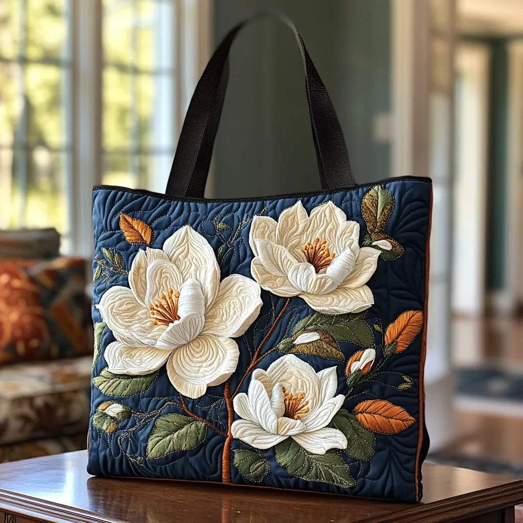 Handgefertigte Stepptasche - Zarte Magnolie