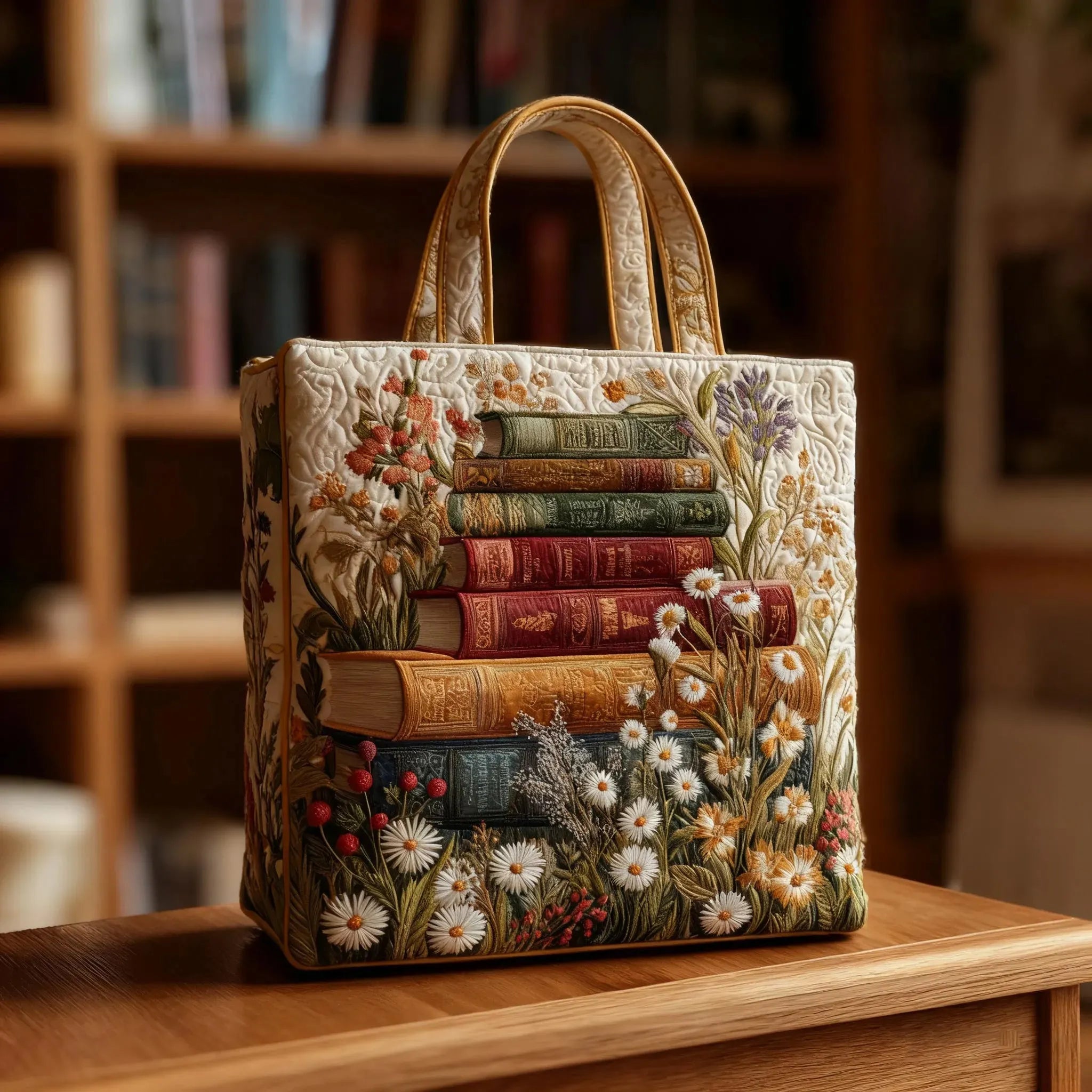 Kunsthandwerkliche gesteppte Tasche - Blumenmotiv