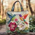 Gesteppte Tasche – Kolibri und weiße Blumen