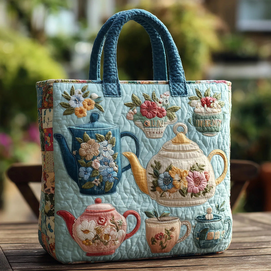 Gesteppte Tragetasche – Blumenmuster