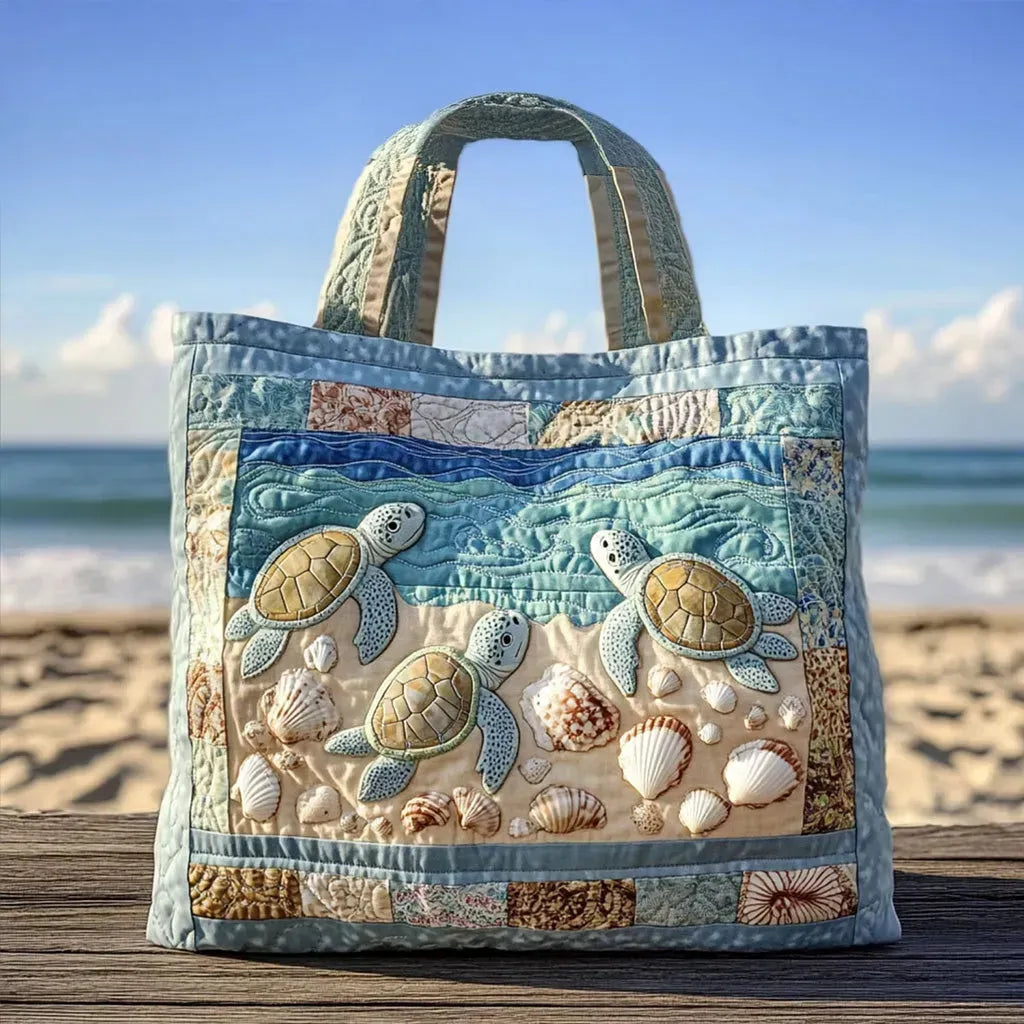 Handgefertigte Stepptasche - Meeresschildkröte