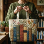 Sac matelassé artisanal - Livres et fleurs