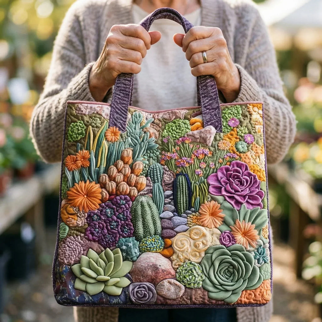 Handgemachte Tasche - Sukkulentengarten