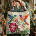 Gesteppte Tasche – Kolibri und weiße Blumen