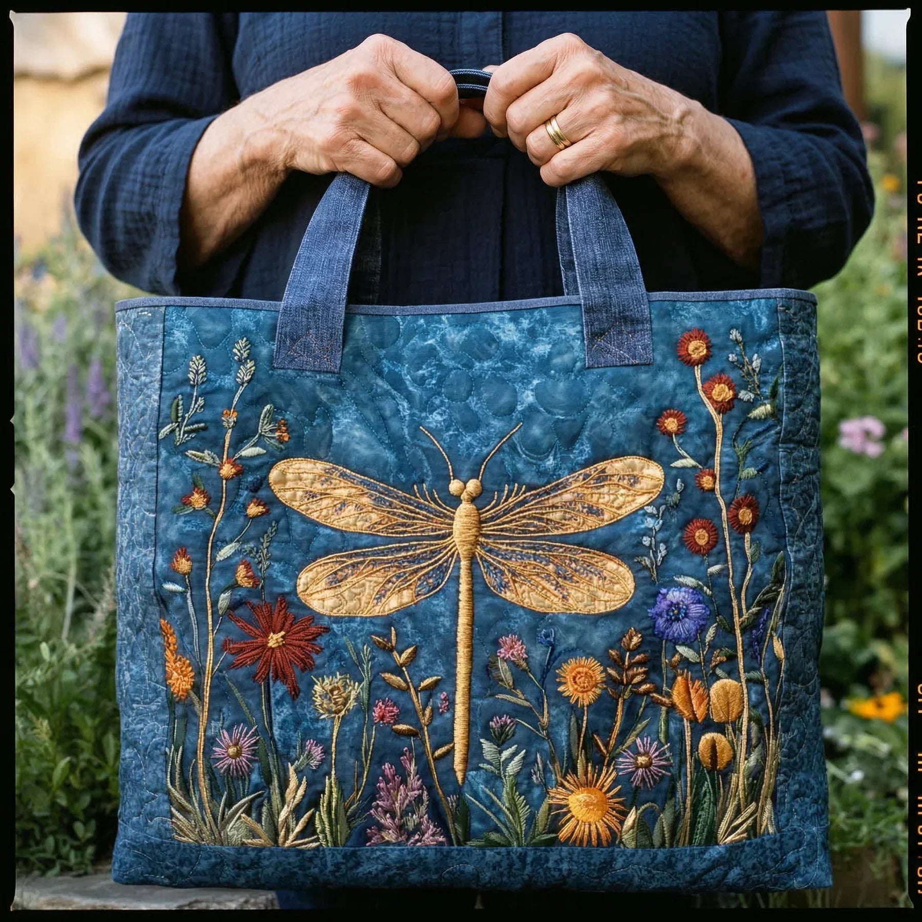 Sac fourre-tout matelassé – Libellule dorée