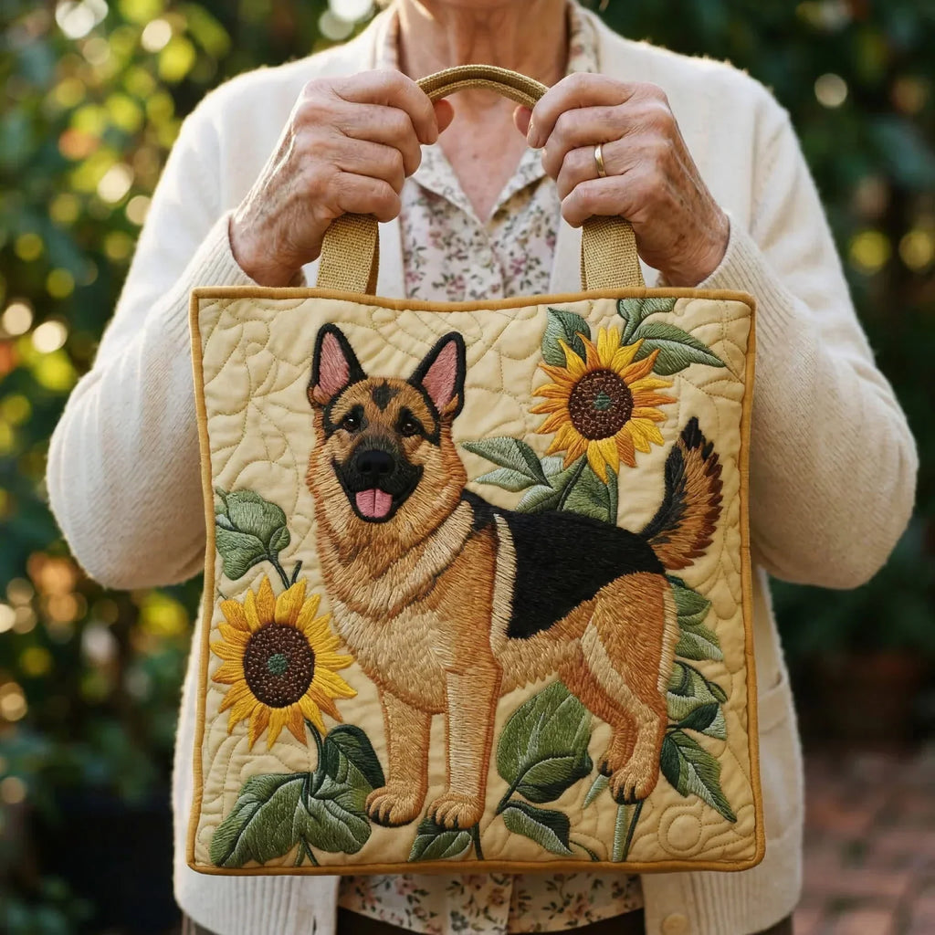 Sac Artisanal - Chien Allemand Fleuri